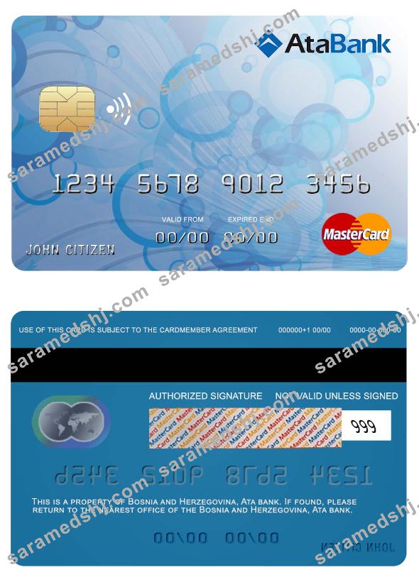 Bosnia and Herzegovina Ata bank  mastercard